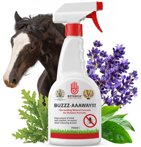 Botanica Buzzz-Aaaway Horse Fly Spray for Horses & Ponies | 750ml Natural Plant-Based Fly Deterrent | Citronella, Lavender & Tea Tree | FEI Legal | Equine Midge Spray