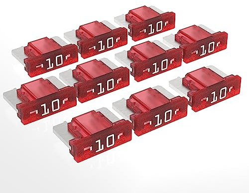AUPROTEC Mini LP bilplatta pluggsäkringar, 10 A ampere röd, 10 stycken