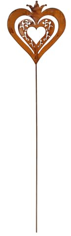 Rost Gartenstecker Herz 118 cm Edelrost Gartendeko rostige Metall Deko
