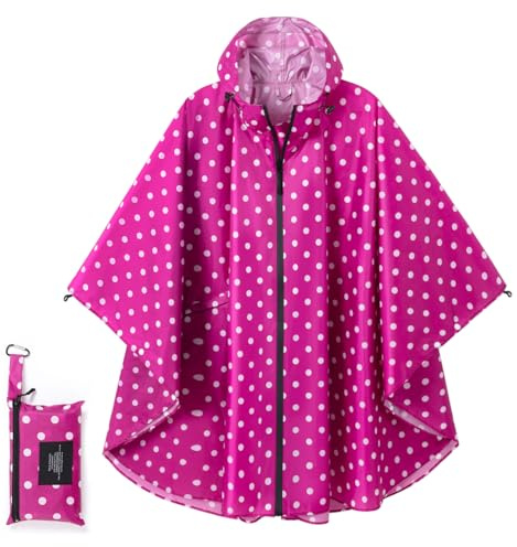 POWINSUN Fashion Hooded Rain Poncho Waterproof Raincoat Jacket with Pocket for Women/Adults