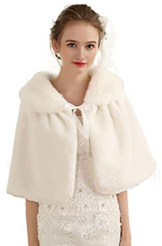 PHLCEhot Faux Fur Shrug Shoulder Cape Wrap Shawl Wedding Scarf