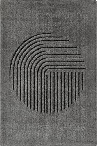 -LUXOR- living Teppich Enna im modernen Design Hoch-Tief Effekt ideal für Wohnzimmer Esszimmer 80 x 150 cm grau