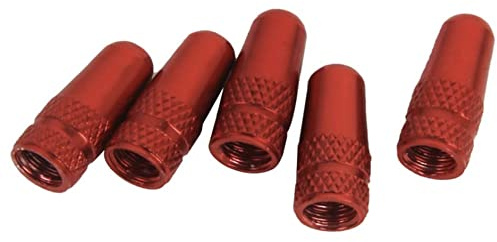 5 Piezas de Bicicleta Tapas de Válvulas Aluminio Presta Llantas Neumático Tapas de Válvulas de Aire Cubierta Anti Polvo Tapones Valvula (Rojo)