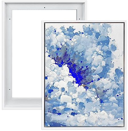 FOLKOR Floater Frame for 11x14 Canvas Paintings with 0.6-0.9” Deep, 2 Pack Canvas Floating Frame for Oil Paintings Art Prints Artwork, Horizontal or Vertical Display for Home Office Wall Decor (White)