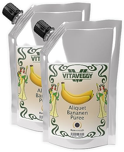 VITAVEGGY PÜREE BANANE 4x1kg Fruchtpüree aus gereiften Bananen von Food-United banana-puree für Bananen-Smoothie Bananensaft Bananenbrei Bananenmus Babybrei ohne Aroma- und Konservierungsmittel (4)