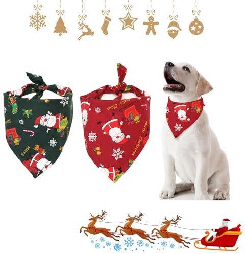 Hundehalstuch Weihnachten, Hundehalstuch, 2 Stück Hund Weihnachten Halstuch, Hunde Bandana Kopftücher, Hundehalstuch Weihnachten Geschenk, Bandana für Hund, Hunde Bandana Kopftücher