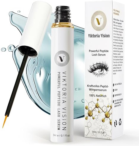 Viktoria Vision Powerful Peptid-Lash-Serum – Längere Wimpern in 5 Wochen | Veganes, hormonfreies & tierversuchsfreies Wimpernserum | Stimuliert & stärkt Wimpernwurzeln | Wimpernbooster, 3 ml