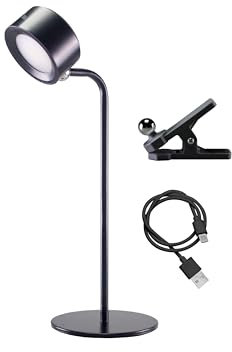 beper P201UTP301 Lampada da Lettura con Morsetto, 3 Applicazioni, Lampada da Tavolo, Lampada da Parete, Lampada con Clip, 2.3 W, Cavo USB Tipo C Ricaricabile, 3 Colori Chiari, Nero
