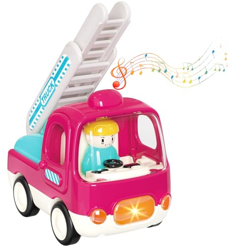 Yerloa Fire Truck Toy for 1 2 3 Year Old Boy Gifts Red Fire Engine Toy Musical Toddlers Toys with Lights & Sounds & Extending Ladder, Outdoor Construction Vehicles Toys Car for 1 2 3 Year Old Boy Girl
