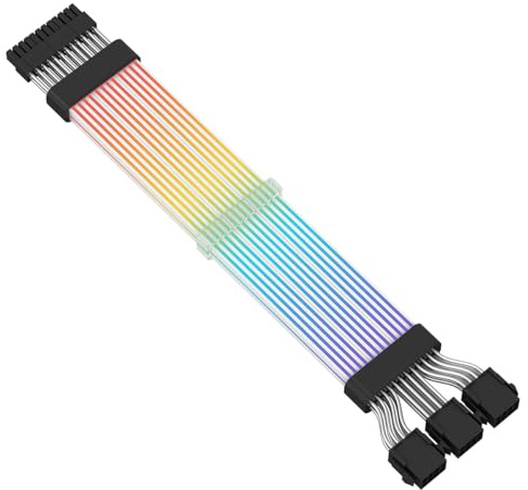 CiT Pro Addressable RGB Power Extension With 16.8 Million Colours - ARGB 3 x 8-Pin 18AWG Cable for PCIe & GPU | White & Black