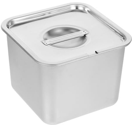 Cabilock Stainless Steel Ice Cream Tub with Lid 6.3 Inch Ice Box Food Storage Container for Refrigerator Gelato Sorbet Keeper