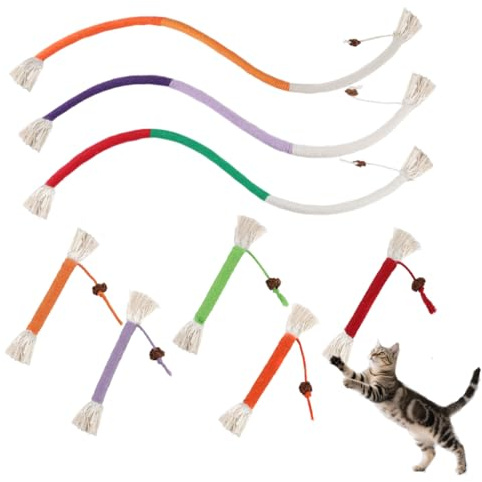 HJJMN 8 Pezzi Corda per Mordere L'erba Gatta, Corda da Masticare per Gatti Giocattol, Giocattoli in Corda di Cotone con Erba Gatta, Giocattolo di Erba Gatta Corda da Mordere per Pulire I Denti