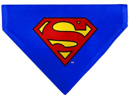 DC Comics Pet Bandana Superman Shield Logo Blue Red Yellow Slip On Collar Bandana Only