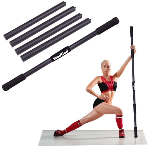 5 FT Yoga Exercise Stick,Adjustable Length for 2.5/3.75/5FT,with Non-Slip Rubber Ends and Neck Pillow,Perfect for Stretching, Exercise,Physical Therapy,Posture Corrector,Balance Support Stick,Flexibility,Black