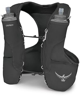 Osprey Duro LT Men's Running Hydration Vest with Hydraulics Soft Flasks - Lightweight Water Pack with Pockets, Black, Small