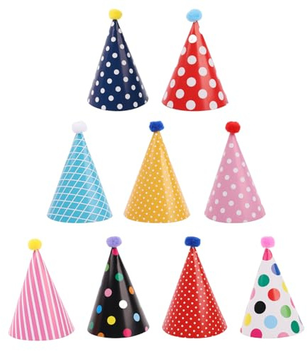 NAFJYR 90 Pcs Birthday Party Hats, Party Hats with Pom Poms for Kids Adults