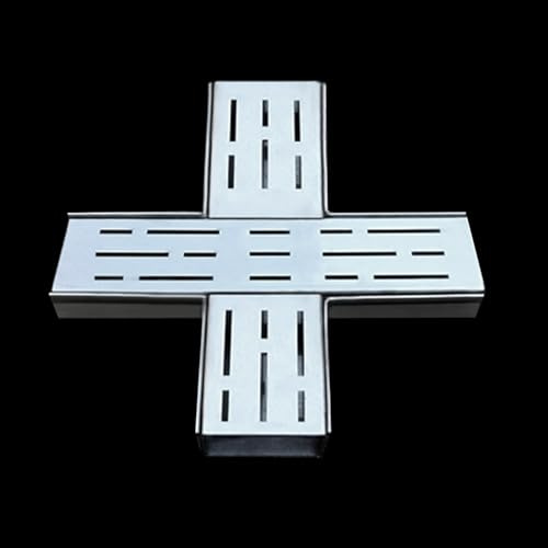 Canaleta desague con rejilla, Canal de drenaje delgado para patio de acero inoxidable, rejilla de drenaje para garaje, piscina y terraza, kit de canaleta empalmable de perfil delgado para cenador, 3,