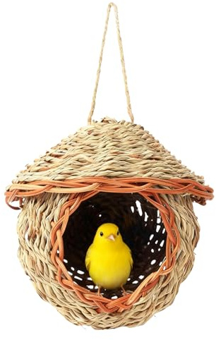 Casas para pájaros para exteriores, casa de pájaros tejida para césped, casas de colibrí para exteriores, para gorrión, periquito, pinza, gallinero, canario