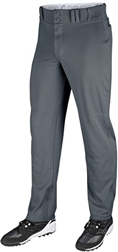 CHAMPRO Boys Open-Bottom Loose-Fit Baseball Pant with Adjustable Inseam and Reinforced Sliding Areas , Graphite, X-Small