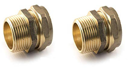 22mm x 3/4 compression x BSP mâle - Adaptateur droit laiton lot de 2
