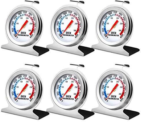 6PCS in Oven Thermometer - Stainless Steel Kitchen Cooking/Grill/Fry/Chef/Smoker/BBQ Baking Temperature Thermometer - Classic Series Large Dial Thermometer (6)