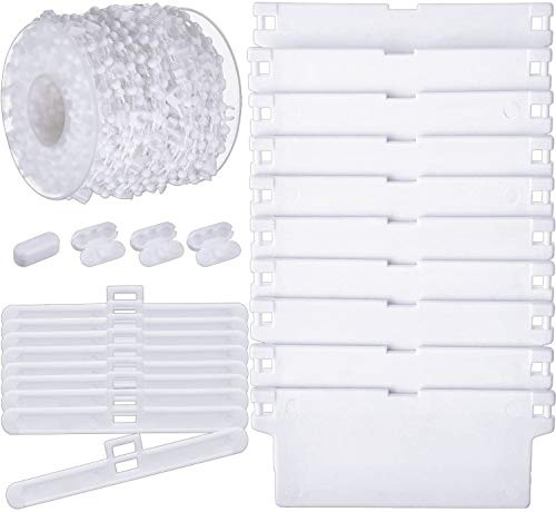 KAHEIGN 35 Pz Accessori Per Tende Verticali, 10m Catena Inferiore E 10 Pezzi Connettore a Catena, 12 Pz 89mm Tenda Verticale Appendini Superiori, 12 Pz Stecche Dei Pesi Inferiori