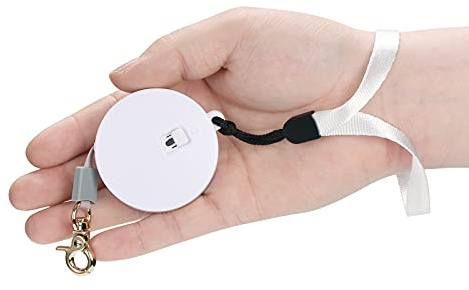 Retractable Dog Leash for Small Dogs Cats up to 11lbs with 6.5ft Anti-Pull Strong Nylon Tape, Hands Free, Mini and Portable Walking Leash with Wrist Strap, One-Hand Brake, White Round
