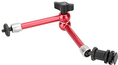 CAMVATE Universal 11 Articulating Magic Arm rostfritt stål tillverkad med skohållare för DSLR-kamera bildskärm/ficklampa (röd) – 3092
