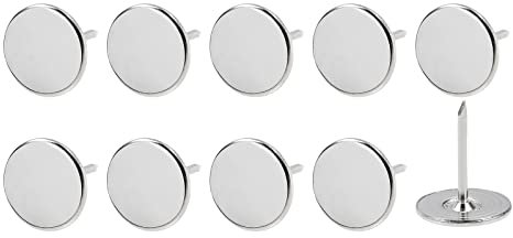 METALLIXITY Tappezzeria Chiodo Punta (16x20x1.4mm) 100pz, Stiro Testa Piatta Spingi Perni - per Casa Edilizia, Casa Cucina Mobili, Argento Tono