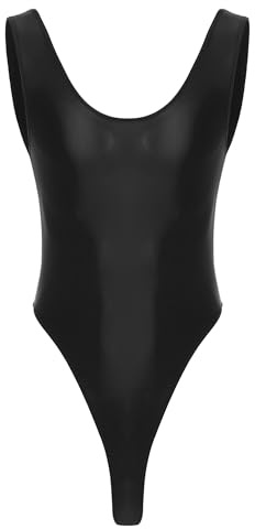 YiZYiF Mäns bodysuit sexig glänsande stringbody underkläder sexiga underkläder glansig linne stringtrosa onepiece singlet sportkläder, svart, XL