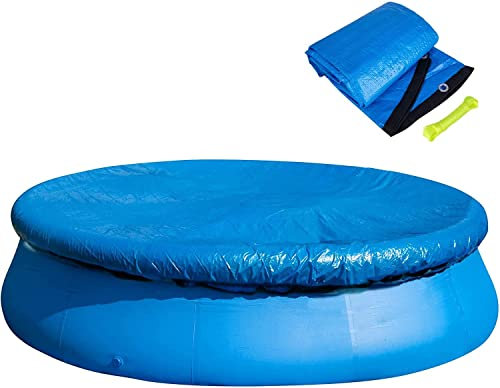10 Ft Round Pool Cover,Swimming Pool Cover,Inflatable Pool Cover with Drawstrings,Outdoor Garden Dust Solar Pool Cover Protector, Frame Pool Rainproof Cover
