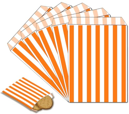100 st halloween godispåsar små orange platta påsar, 13 x 18 cm smörgåspåsar mini kraftpapperspåsar för gästgåvor, smycken, julkort, födelsedag, bröllop, mynt