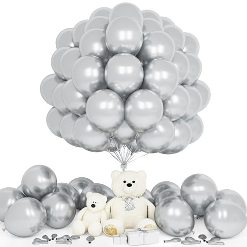 Teselife Ballons Métal Argent, 50Pièces 12Pouces Argent Ballon Arche Guirlande Hommes Femmes Anniversaire Mariage Proposition Valentin Douche Nuptiale Diplôme Retraite Retraite Fiançailles Déco