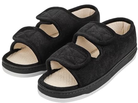 haozaikeji Diabetic Wide Fit Slippers for Women Men Open Toe Non-Slip Elderly Shoes Swollen Feet Sandals Adjustable Soft Comfort Sole Orthopedic Shoe for House Indoor Outdoor Gift