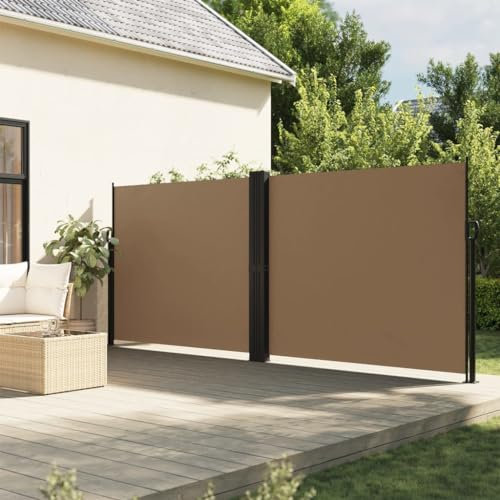 Keyroto Store latéral extensible taupe 180 x 1200 cm, store latéral de balcon, brise-vent, terrasse, store latéral pour balcon, marquise latérale