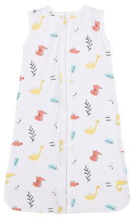 Danolt Baby Sommerschlafsack, 6-12 Monate, Gelber Dinosaurier, 0.5 Tog, Unisex, Baumwolle, Reißverschluss, Kinder, Baby-Schlafsack, Schlafsack
