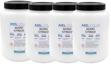 Citronsyra granulat, naturlig och miljövänlig, 100 % ren för rengöring och hygien i hemmet, Multipurpose: Mjukgörande, Antikalk, Avkalkningsmedel, Spolmedel, Avkalkningsmedel 4 st 1 kg