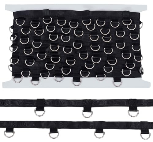 BENECREAT Passacavo Nero Da 7.3 m con Anelli A D Da 6.5x10mm, Nastro di Rifinitura con Occhielli Da 22mm per Giacca Da Gonna Abito Da Camicia Corsetto Da Cucito