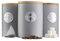 Cooks Professional 3 Piece Ribbed Tea, Coffee, & Sugar Cannisters with Air-Tight Bamboo Lids | Stainless Steel Kitchen Storage Bin Set | Modern & Stylish | Grey & Silver