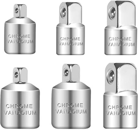 Adapter Satz, 6 Stück Stecknuss-Adapter für Ratschen, 6-tlg Stecknussadapter Set, Nuss, für Steckschlüsseln Nuss Knarren(Silber)
