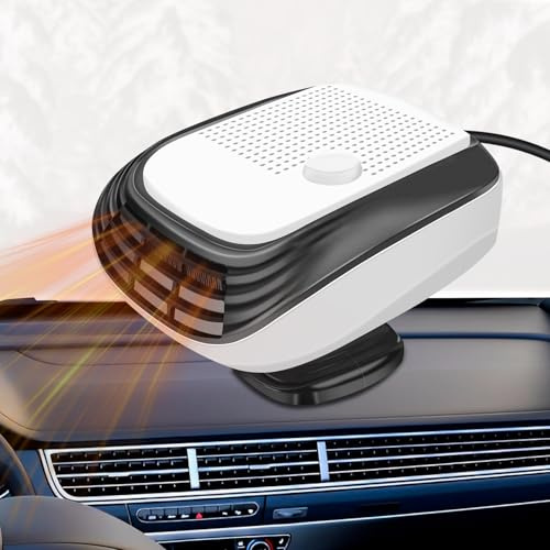 SGZIOO Car Heater 12V 120W, Portable Car Heater Defroster, 2 in 1 Fast Heating and Cooling Function, Windshield Defroster & Defogger, for Small Vehicles, Plug in Cigarette Lighter (White)