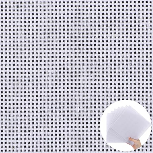 Knitgrip 8 Pack 8 x 8 Inches Needlepoint Canvas 18 Mesh Blank White Canvas Pure Cotton Needlepoint Mesh Twist Interlock for Embroidery DIY Knit Crochet Projects Make Dividers