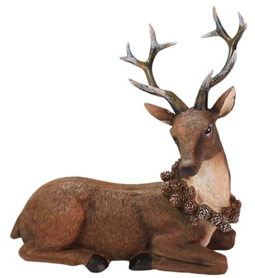 Hkfgdjdl Figure realistiche di renna decorazioni natalizie cervo modello animale da collezione tavolo scrivania ornamento decorazioni per la casa
