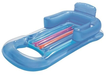 TOWARDSNAN Hamac gonflable de piscine avec porte-gobelet, appuie-tête et dossier, matelas pneumatique, lit à eau, chaise longue