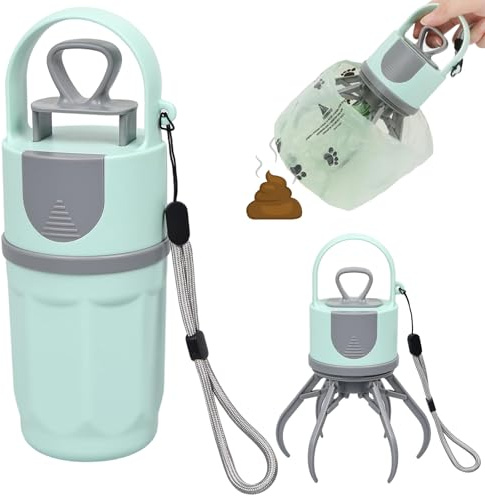 HJ-hghpiftr Paletta portatile per escrementi di cani con dispenser di sacchetti, raccoglitore igienico per escrementi di cani con coperchio sigillante, robusta presa per escrementi senza piegarsi