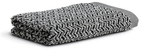 möve Brooklyn Duschtuch Fischgrat 80 x 150 cm aus 85 % Baumwolle / 10 % Viskose aus Bambus-Zellstoff / 5 % Leinen, nature / black