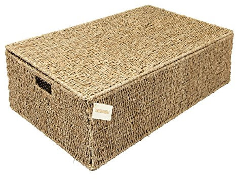 woodluv Seagrass Under Bed Handwoven Storage Box Chest Basket - Extra Large