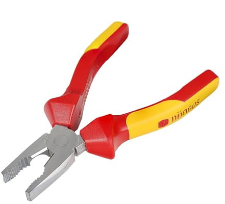 Dönges Kombizange 160 mm VDE isoliert | DIN ISO 5746 | Made in Germany | für weichen und harten Draht | Farbe: rot/gelb | Seitenschneider, Elektrikerzange