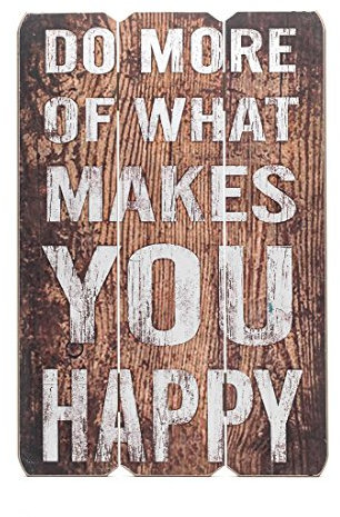 levandeo Wandbild Holz MDF 40x60cm Holzbild Braun Holzschild Spruch Schild Bild Happy Wanddeko Wandobjekt