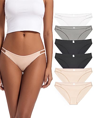 Jo & Bette String Bikini Underwear for Women - Bikini Panties - Cotton Underwear Tango Hipster Soft Sexy 6 Pack (US, Numeric, 5, Regular, Regular, Neutrals)